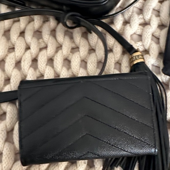 Saint Laurent Black Chevron Quilted Leather Camera Bag and Small Envelope Wallet - Picture 11 of 15